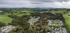 aerial view of old hall caravan park in Lancashire